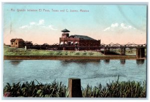 c1910 Rio Grande Between El Paso Texas and C Juarez Mexico Antique Postcard