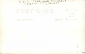 Junction City Kansas KS GAR Civil War Monument Real Photo Vintage Postcard