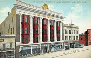 DUNKIRK NY~MASONIC TEMPLE & GRAF BUILDING~WEILER PUBL 1910 POSTCARD