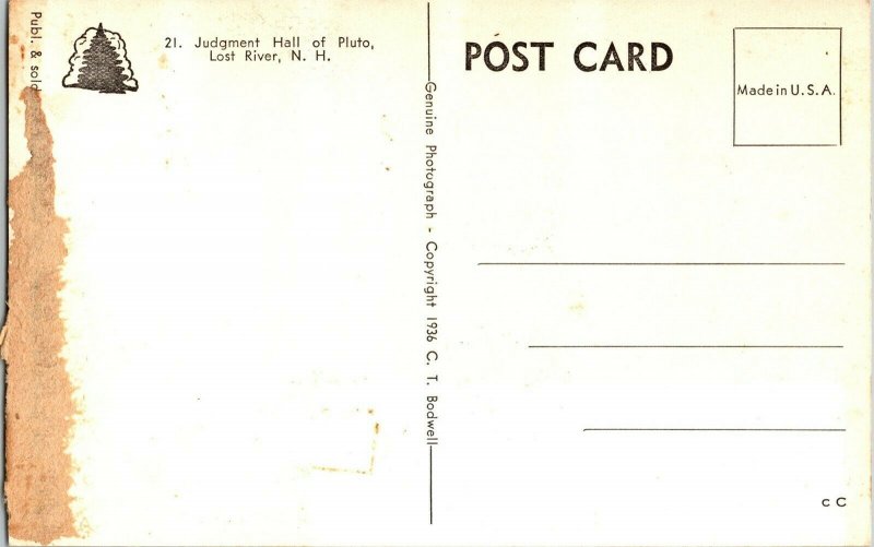 RPPC Judgment Hall of Pluto, Lost River NH Vintage Postcard I43