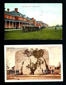 H94 Fort Snelling Barracks, Old Round Tower Seperared  Black & White Troops