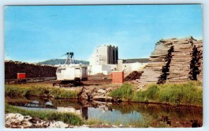 MUNISING, Michigan MI ~ Logging MUNISING PAPER MILL 1960 Alger County Postcard