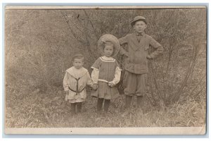 1910 Children Boy Girl Hat Flower Washington DC RPPC Photo Posted Postcard 