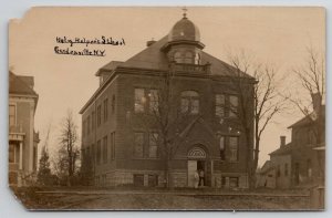 Gardenville NY RPPC Holy Helpers School Workers Father Hummels Home Postcard V28