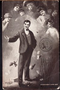 Illusionist M.F. SHEAHAN Everyone Loves Him Copyright 1907 pm1908 - Divided Back