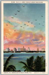Miami Florida 1940s WWII Postcard 8th US Army Pursuit Group Air Meet Planes