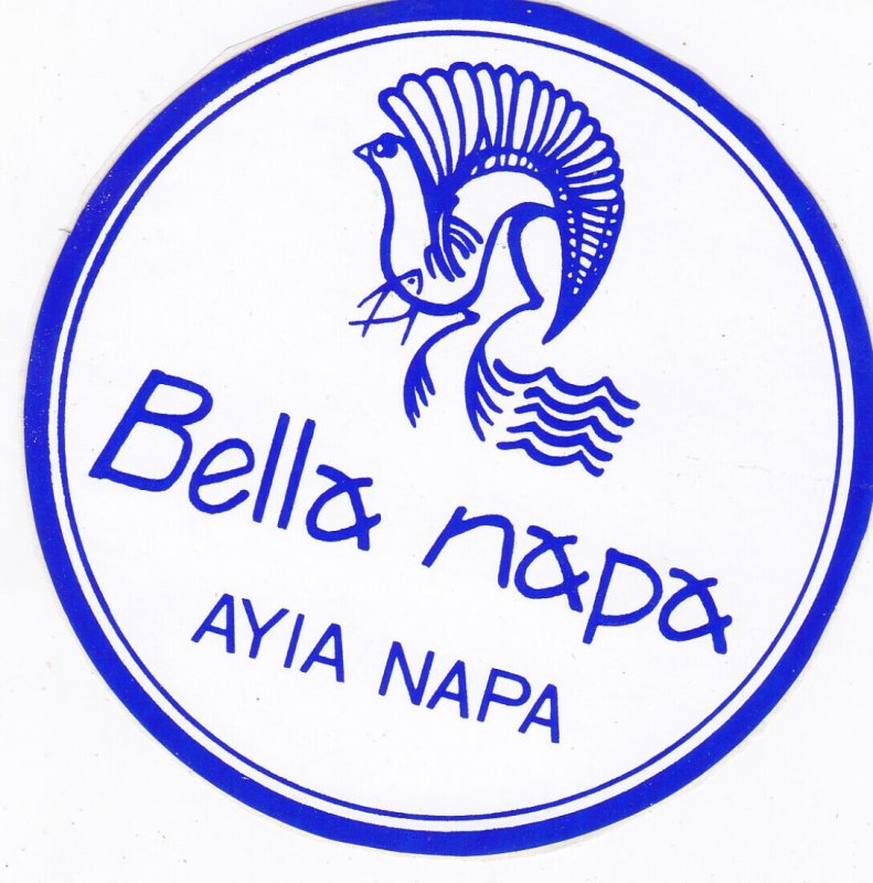 Cyprus Ayia Napa Bella Napa Hotel Vintage Luggage Label sk3183