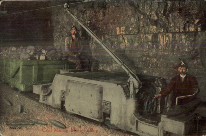 Carbondale PA Cancel Coal Miners Mining Car Underground c1910 Postcard