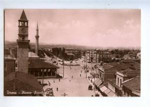 233012 ALBANIA TIRANA Piazza Scanderbe mosque Vintage postcard