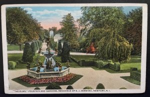 Vintage Postcard 1916 The Elms Fountain & Gardens, Newport, Rhode Island