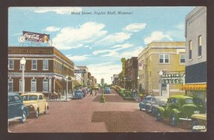 POPLAR BLUFF MISSOURI DOWNTOWN MAIN STREET SCENE OLD CARS VINTAGE POSTCARD