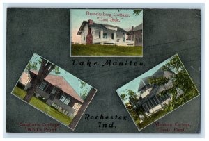 1917 Multiview of Cottages in Lake Manitou Rochester Indiana IN Postcard