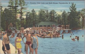 Postcard Country Club Lake and Bath House Fayetteville NC 1947