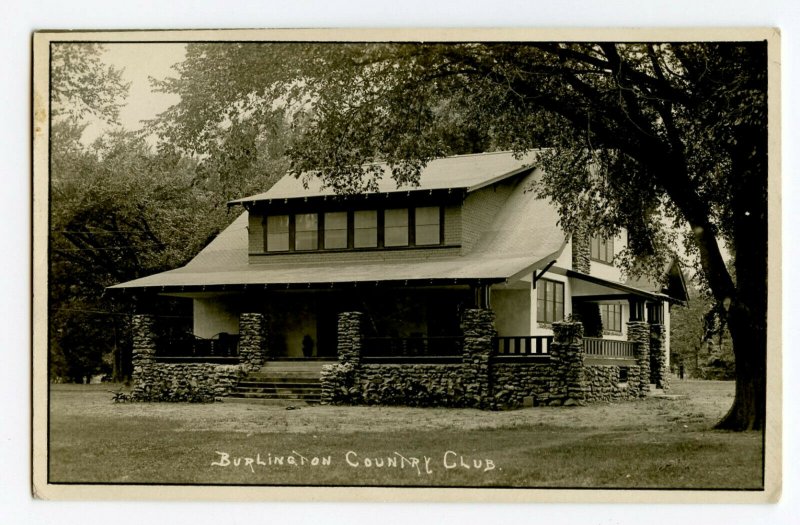 Postcard Burlington Country Club Real Photo Postcard Standard View Card