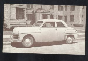 1949 PLYMOUTH CLUB COUPE VINTAGE CAR DEALER ADVERTISING POSTCARD MOPAR