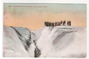 Crevasse Muir Glacier People at Top Alaska 1910c postcard