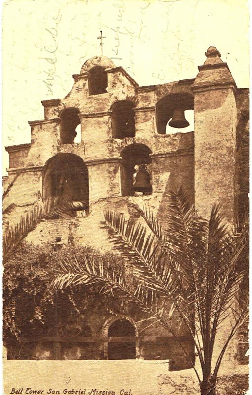 Postcard Bell Tower San Gabriel Mission California