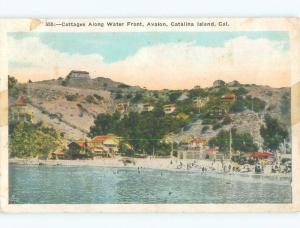 Damaged By Tape Linen COTTAGES ALONG SHORELINE Catalina California CA d8183