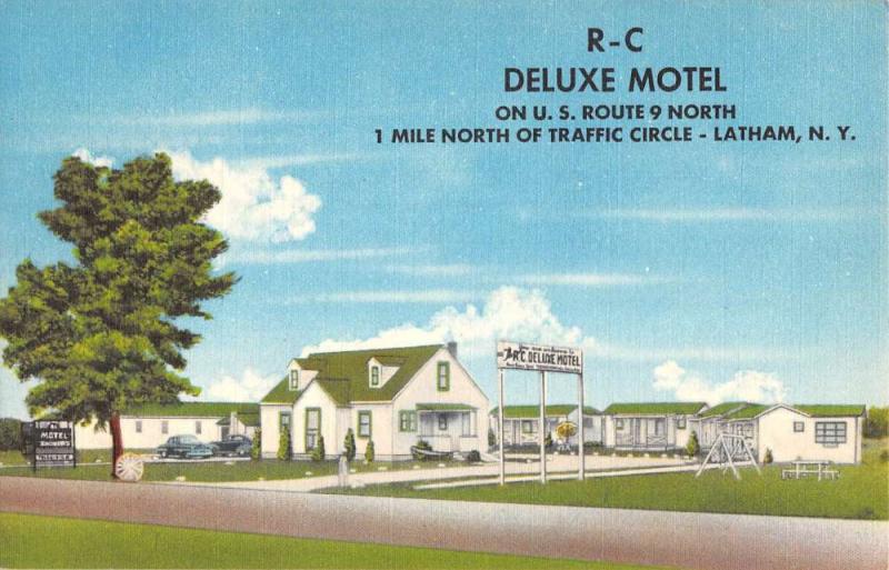 Cohoes New York RC Deluxe Motel Street View Antique Postcard K85999