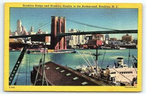 1930s BROOKLYN NY BROOKLYN BRIDGE & HEIGHTS EWING CALLOWAY PHOTO POSTCARD P2583