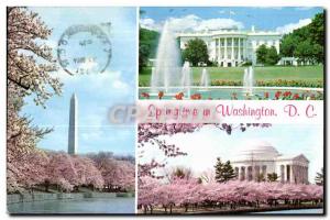 Old Postcard Springtime In Washington Shown are the Washington Monument White...