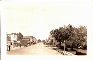 RPPC Main Street Business District, Mapleton MN c1946 Vintage Postcard A72