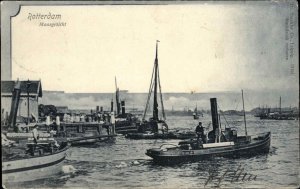 Rotterdam Netherlands Maasgezicht Fishing Boats at Port c1910 Vintage Postcard