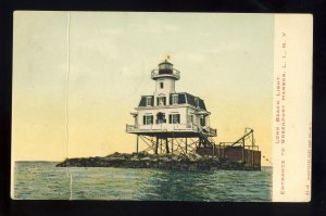Long Island, New York/NY Postcard, Long Beach Light/Lighthouse, Greenport Harbor