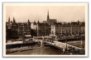 RPPC Schwedenbrücke Bridge Vienna Auxstria UNP Postcard Z3