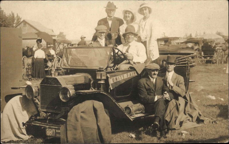 Unity Maine ME Car Fair License Plate NICE CLOSE-UP c1910 Real Photo Postcard