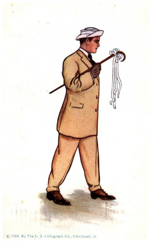 Man walking with cane with a Bow