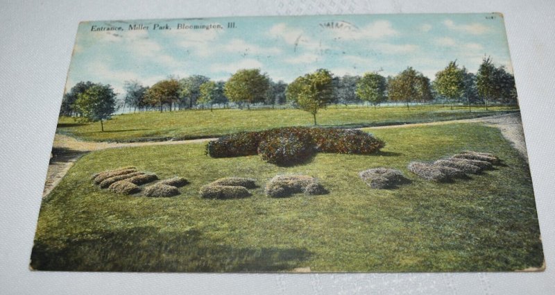 Entrance Miller Park Bloomington Illinois Postcard Read and Write Made in USA