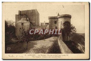 Old Postcard Loches Dungeon the entrance and Louis XI court