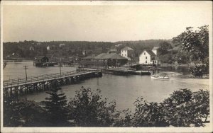 Southport ME Maine Waterfront Buildings & Bridge c1910 Real Photo Postcard