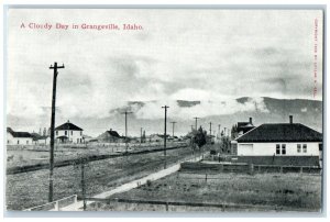 c1910's View Of A Cloudy Day In Grangeville Idaho ID, Houses Antique Postcard