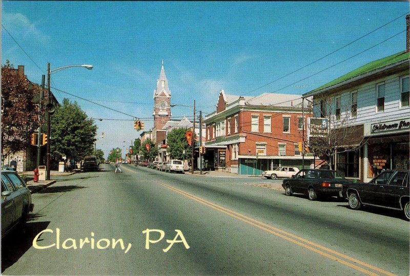 2~4X6 Postcards Clarion PA Pennsylvania MAIN STREET SCENE~First Federal & AERIAL