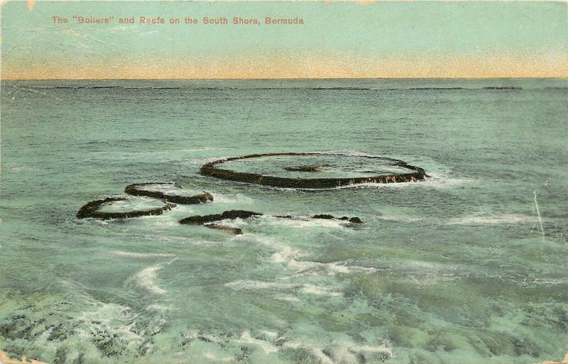 Vintage Postcard; Boilers & Reefs, South Shore of Bermuda Carribean Sea