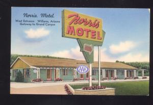 WILLIAMS ARIZONA ROUTE 66 NORRIS MOTEL VINTAGE ADVERTISING POSTCARD