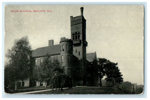 1910 High School Building Moline Illinois IL Posted Antique Postcard