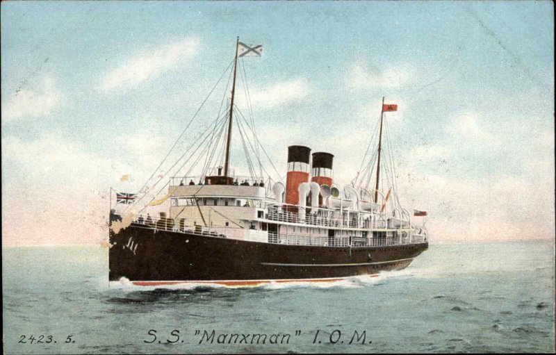 STEAMSHIP Manxman ISLE OF MANN c1910 Postcard