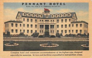 PENNANT HOTEL ROLLA MISSOURI US. HIGHWAY 66 AND 63 ADVERTISING POSTCARD 1955