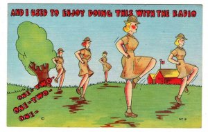 Military Comic Vintage linen postcard WACS women army Art Tone WC18 Uncle Sam