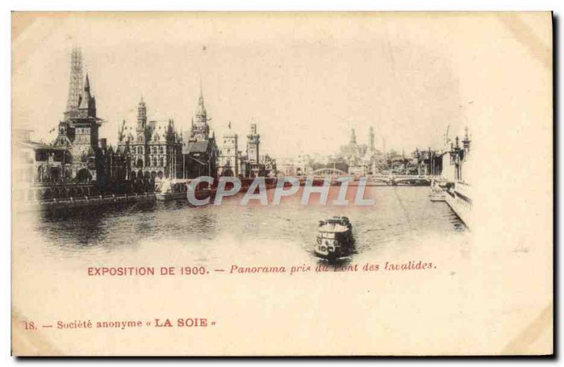 Old Postcard From Paris 1900 Exhibition Panorama Taken from Pont des Invalides