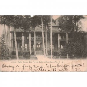 Higby Camp Big Moose Lake Adirondack Mts. N.Y. c.1906 Postcard 2T7-322