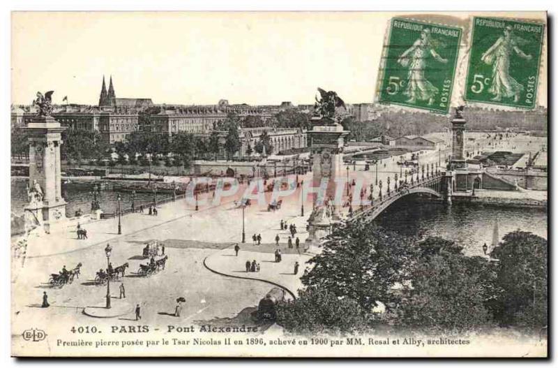 Paris - 7 - Alexandre III Bridge Old Postcard