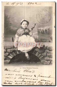 Old Postcard Petite Creuse peasant Children Folklore suit Creuse Headdress