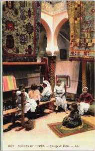 Algeria Scenes Et Types Tissage de Tapis Vintage Postcard C183