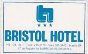 BRASIL BRASILIA BRISTOL HOTEL VINTAGE LUGGAGE LABEL
