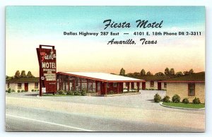 AMARILLO, TX Texas ~ FIESTA MOTEL Highway 287 Roadside c1950s  Postcard