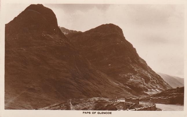 RPPC The Paps of Glencoe, Highlands of Scotland - pm 1937